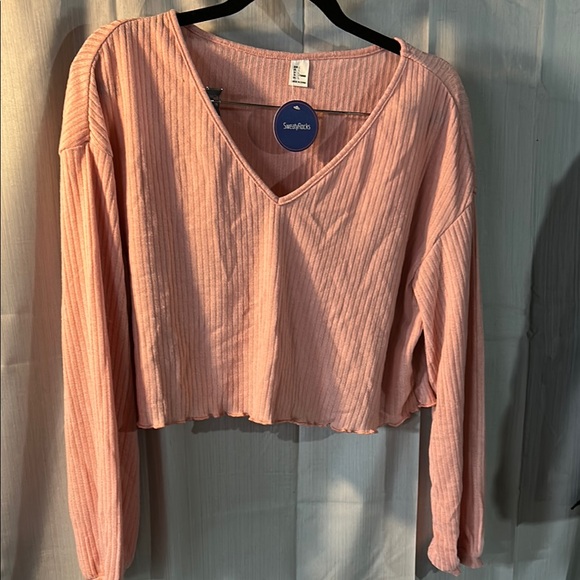 sweatyrocks Tops - seeyou Women's Pink V-Neck Top